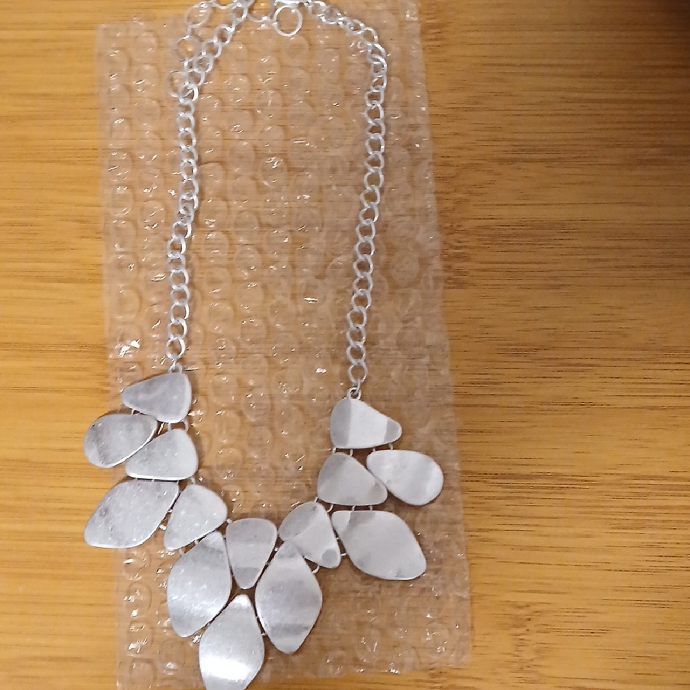 Silver Leaf Cluster Necklace for Women - Picture 2 of 4
